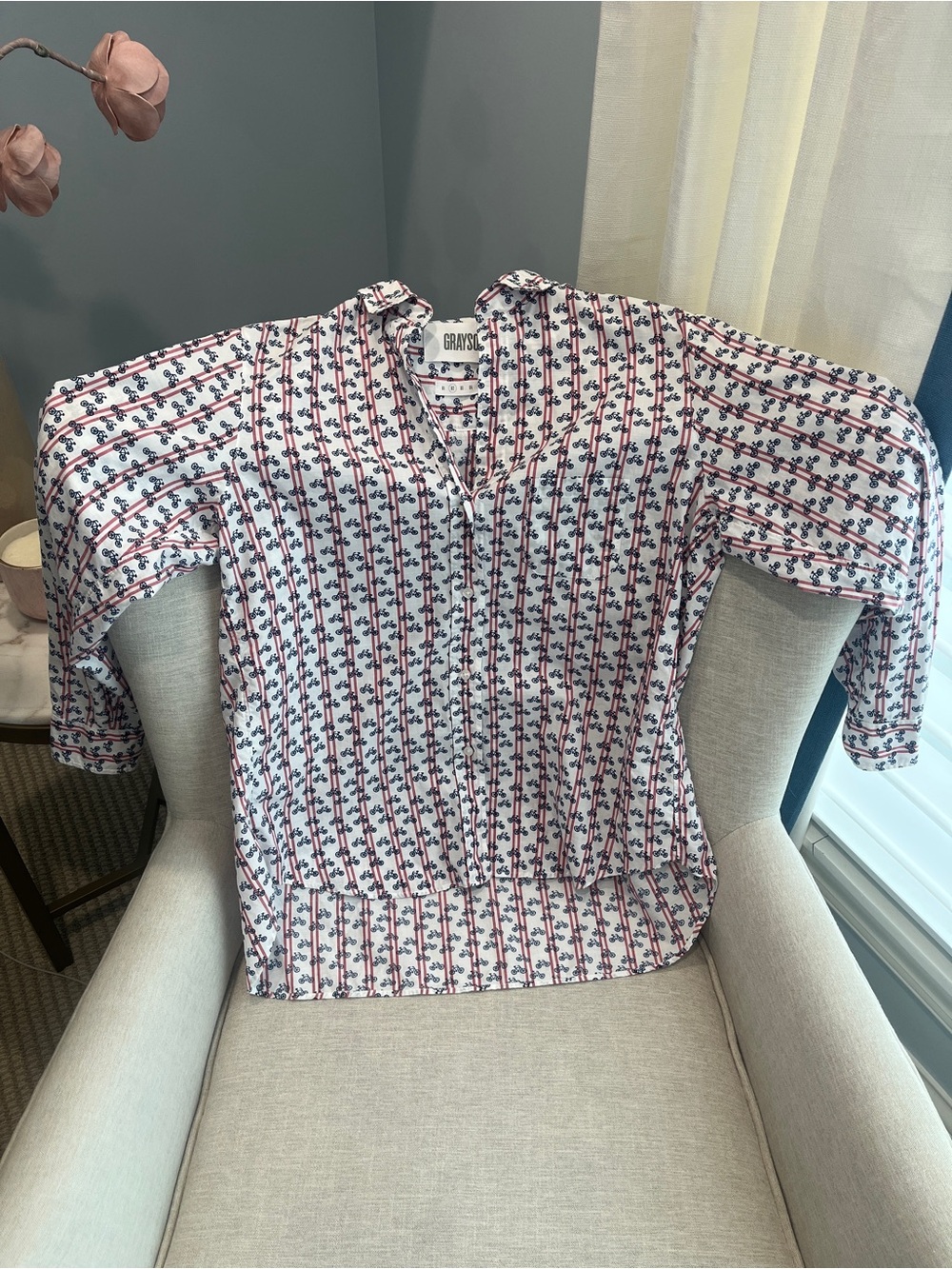 Grayson The Hero Bicycle Print Button Down Shirt Size 2 M